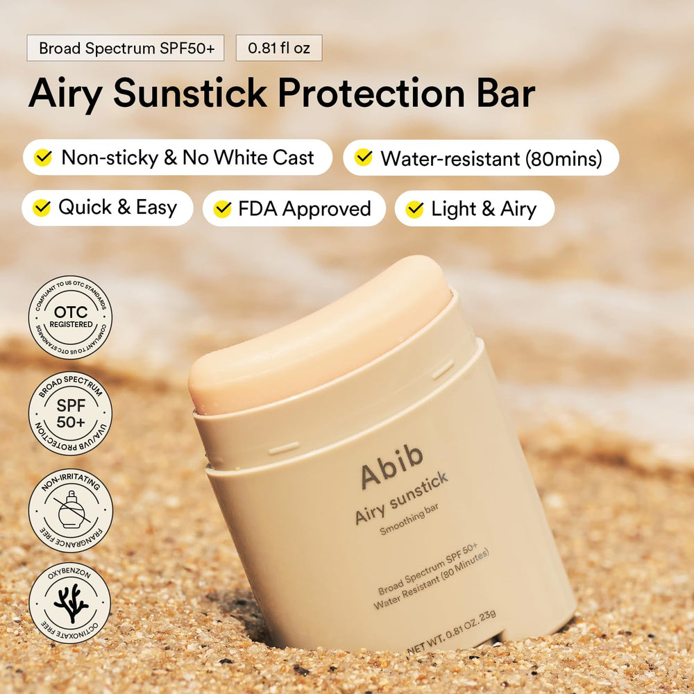 Abib Airy Sunstick hands-free application emphasizes mess-free sun care on the go.