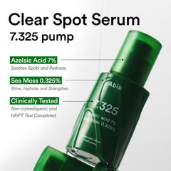 Azelaic acid in Abib Clear Spot Serum targets blemishes gently.