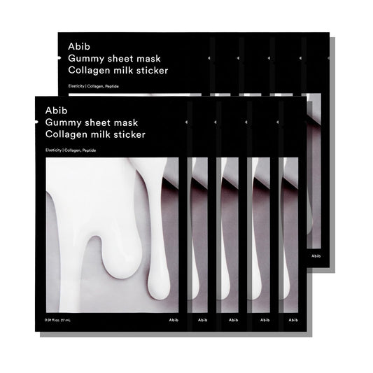 Abib Gummy Sheet Mask Milk Sticker pack for daily hydration and gentle care.