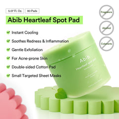 Abib Heartleaf Spot Pad close-up showing textured pads for gentle exfoliation