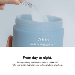 Abib Sedum Hyaluron Pad Hydrating Touch fragrance-free label signals gentle care.