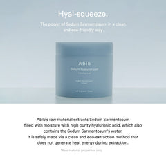 Abib Sedum Hyaluron Pad Hydrating Touch close-up reveals soft texture and gentle exfoliation.