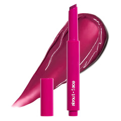 About Face Cherry Pick Lip Color Butter glossy swatch shows vibrant shine and pigment.