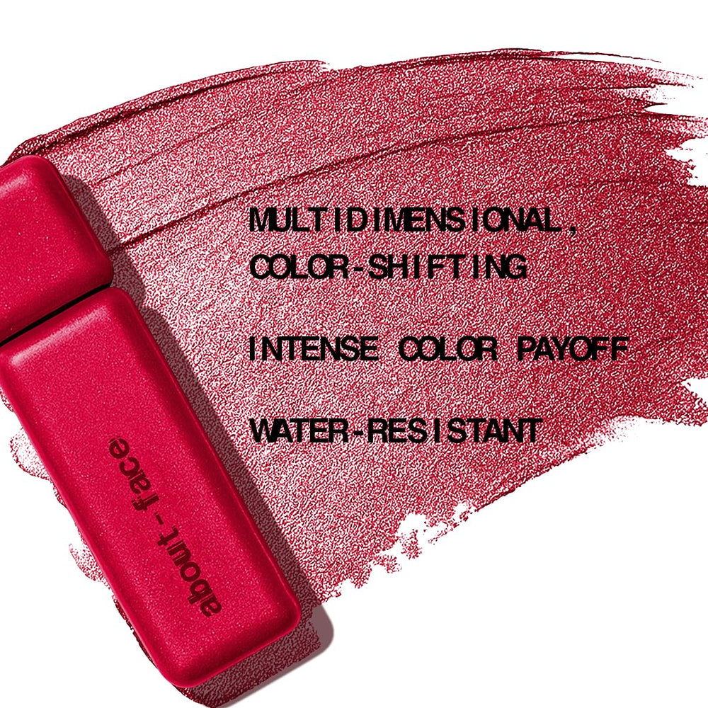 aboutface Fractal Glitter Eye Paint Cherie on-eye closeup shows long-lasting sparkle through heat