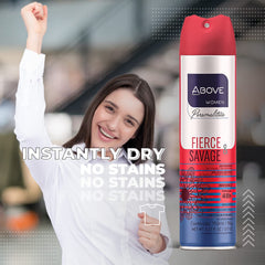 ABOVE Fierce and Savage dry spray application for quick refreshment.