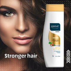 ABOVE Moisture Shampoo lather captures effective cleansing for refreshed hair.