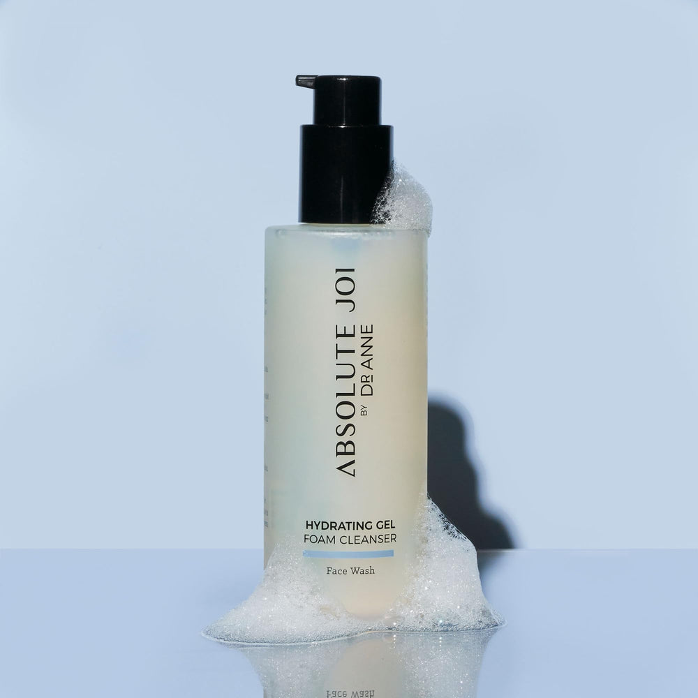AbsoluteJOI facial cleanser massaged for 60 seconds lifts surface dirt.