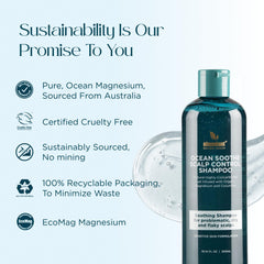 Abundant Natural Health Ocean Soothe Shampoo packaging emphasizes sustainable design.