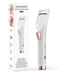 Acavado Premium PRO heated eyelash curler close-up showing rapid heat operation.