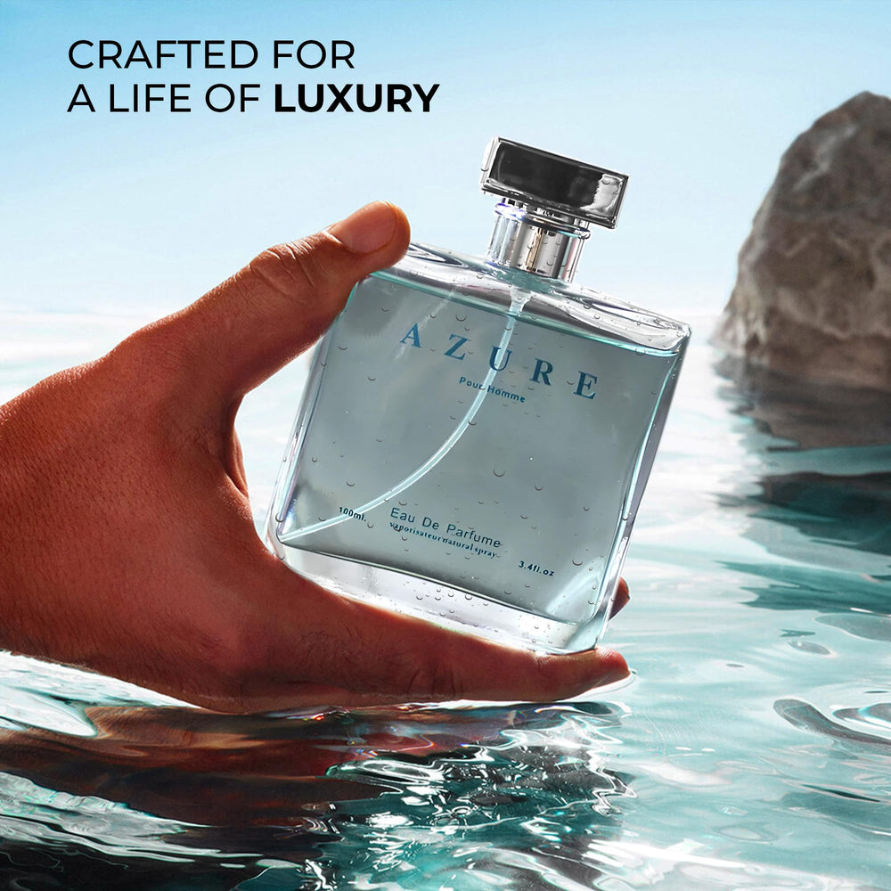 A Center Azure Pour Homme lifestyle image suggesting confident dating and evening wear use.