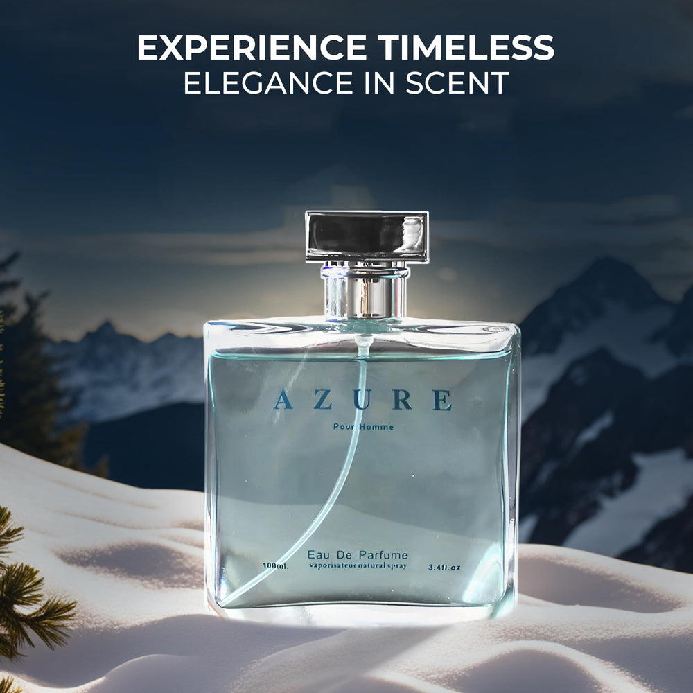 A Center Azure Pour Homme packaging shot emphasizing premium look and gift-ready appeal.
