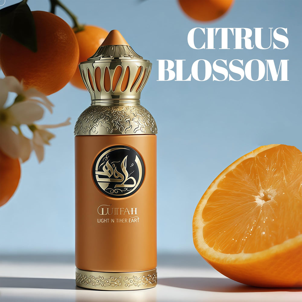 A CENTER Lutfah Light amber liquid closeup suggests warm, versatile evening wear.