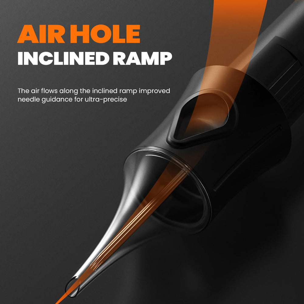 Ackbun cartridges compatible with most rotary tattoo machines.