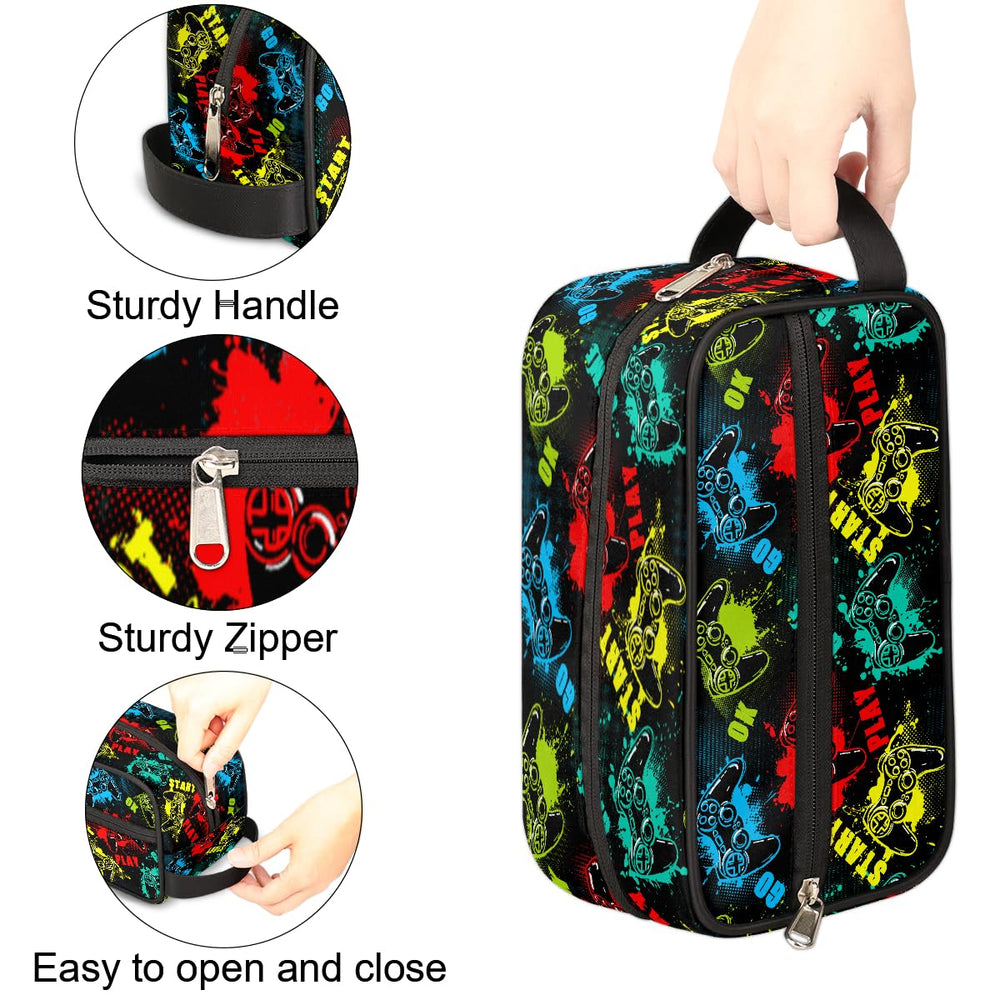 Ackutea bag interior shows roomy main compartment for kid toiletries.