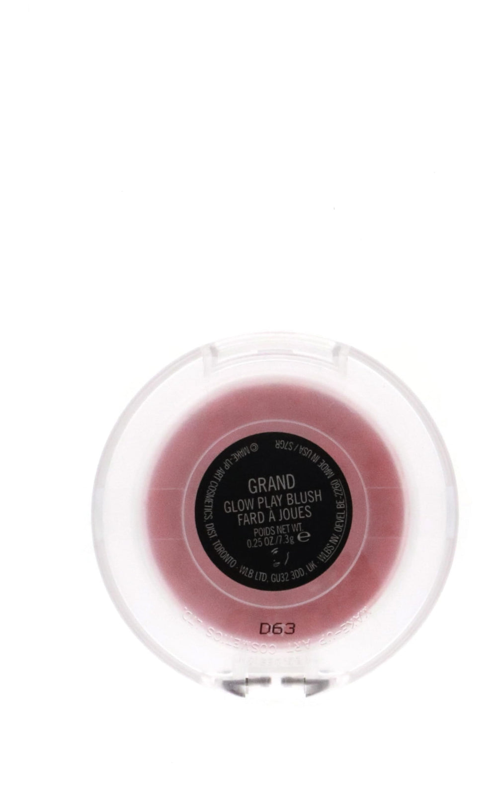 ACM MAC Glow Play Blush Grand texture swatch reveals sheer-to-medium buildable color.