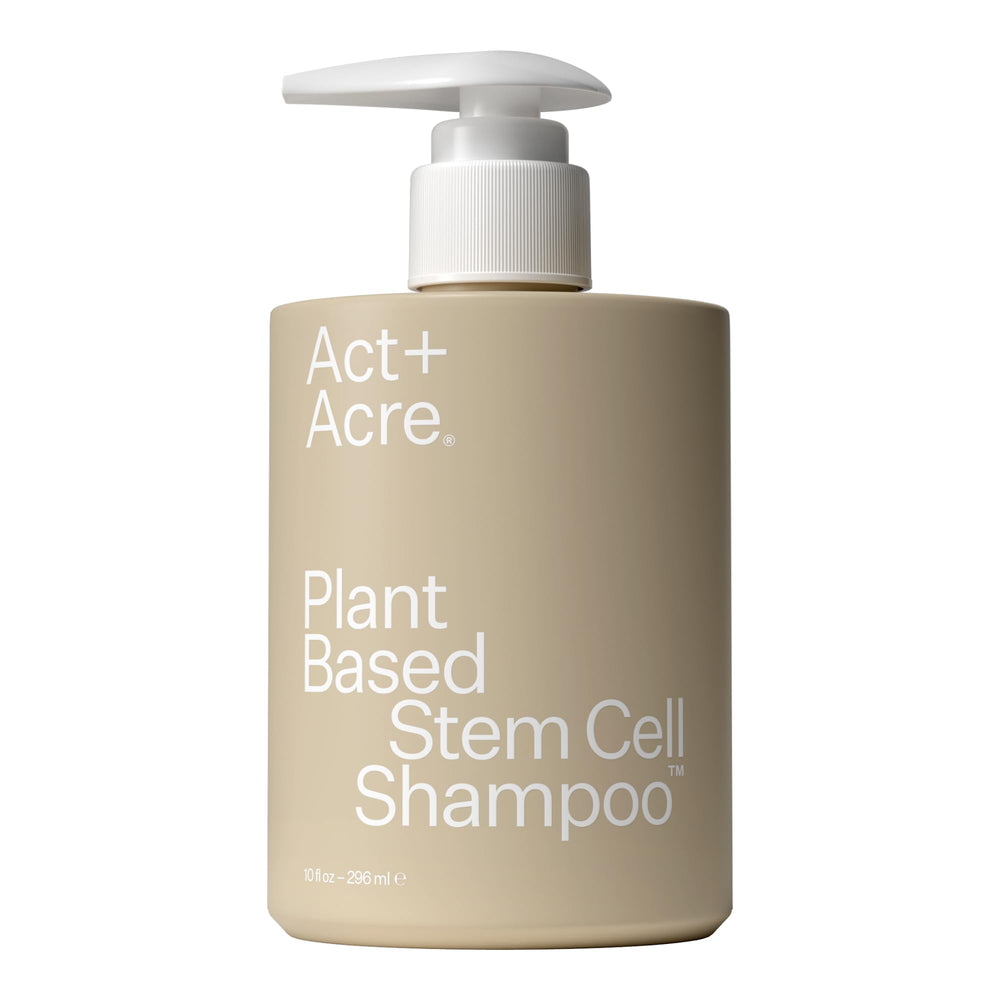 ACT+ACRE Stem Cell Shampoo bottle front for daily scalp cleansing and refreshed look.