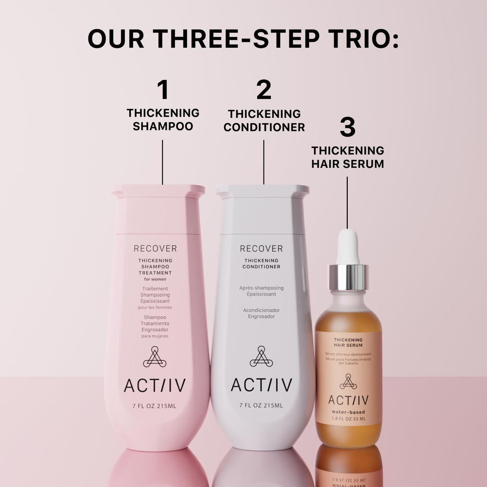 Close-up scalp massage with ACTIIV shampoo on damp hair.