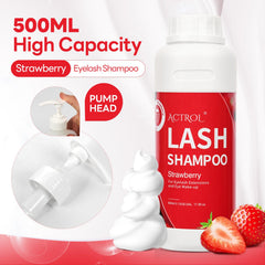ACTROL Eyelash Extension Cleanser foaming action, rich lather for thorough cleansing.