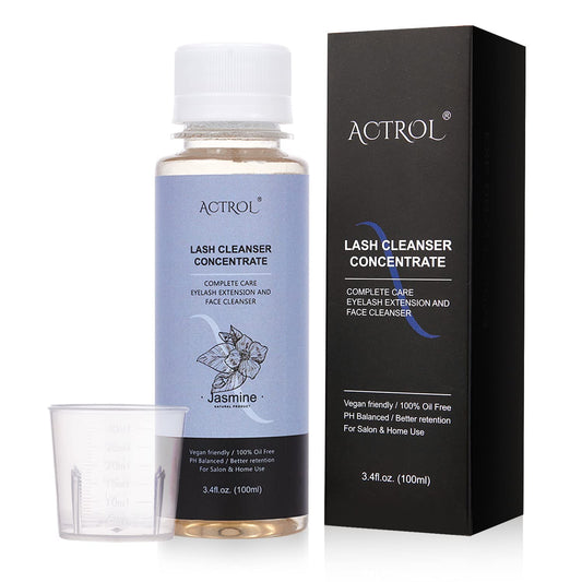 ACTROL eyelash cleanser concentrate bottle closeup for daily lash cleansing and maintenance.