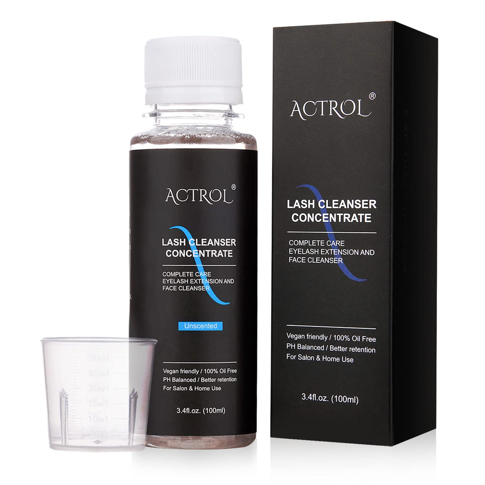 Actrol eyelash cleanser concentrate 100ml bottle for salon-grade lash care and easy dilution