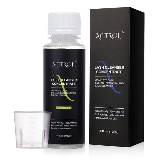 ACTROL Eyelash Cleanser Concentrate bottle cap measure for precise dilution.