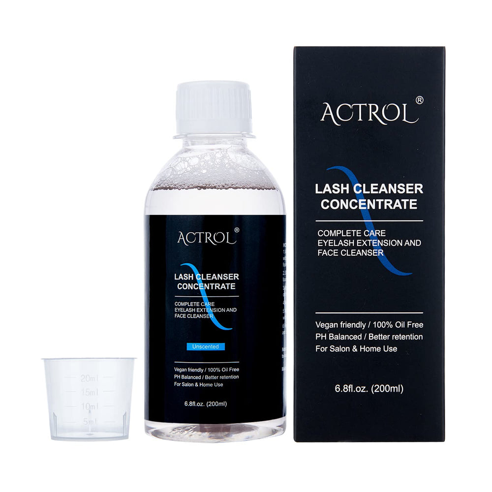 ACTROL Eyelash Cleanser Concentrate bottle on display, ideal for daily lash cleansing.