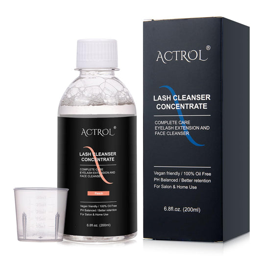 ACTROL Eyelash Cleanser Concentrate bottle pour for precise dilution and quick use.
