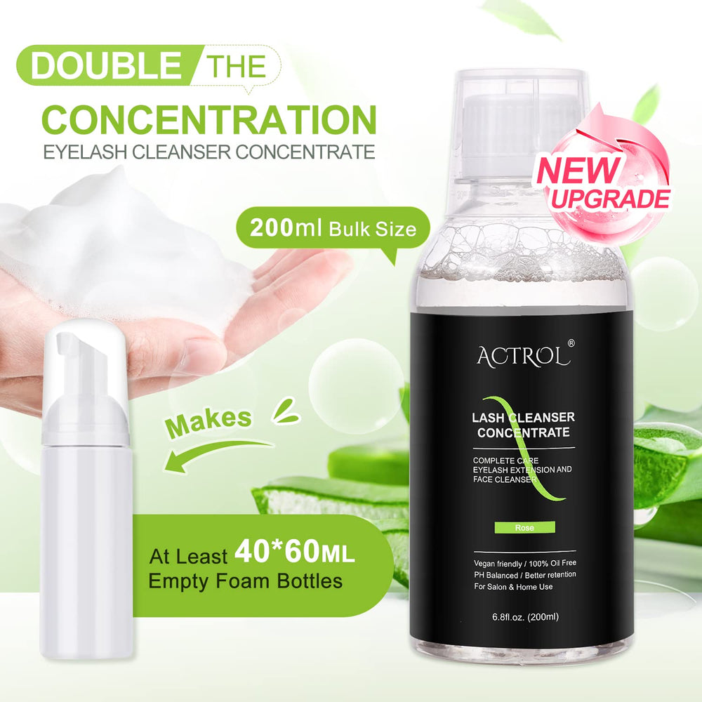ACTROL eyelash cleanser concentrate foaming lash shampoo in action for clean lashes.