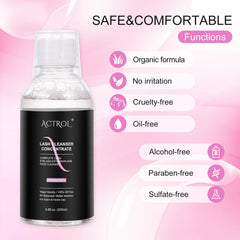 ACTROL eyelash cleanser concentrate foaming-lather visual demonstrates rich lash-cleaning foam for gentle cleansing.