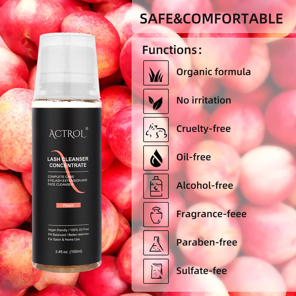 ACTROL eyelash cleanser concentrate label showing paraben free formula