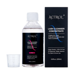 ACTROL Eyelash Cleanser Concentrate bottle with rose branding for salon use.