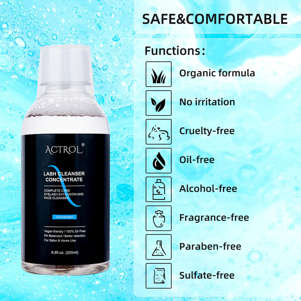 ACTROL Eyelash Cleanser Concentrate used in a salon setting for professional care.