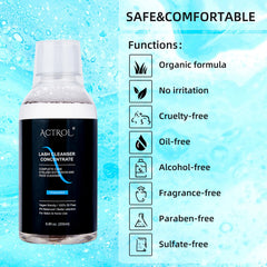 ACTROL Eyelash Cleanser Concentrate used in a salon setting for professional care.