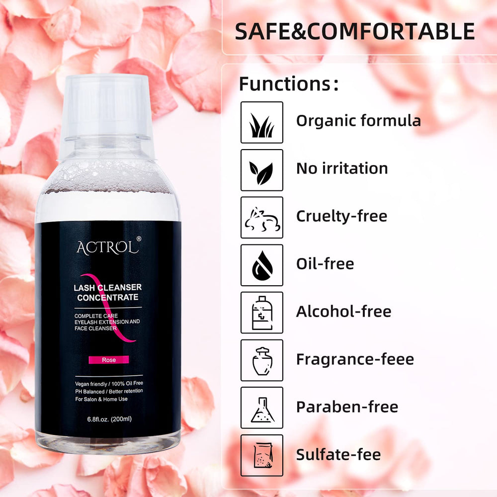 Salon professional applying ACTROL cleanser during lash care.