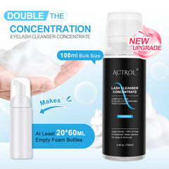 Actrol eyelash cleanser foaming lather shows deep cleansing without irritation