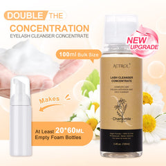 Foaming lather from ACTROL cleanser illustrating deep lash cleaning action