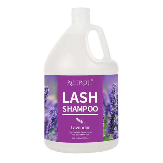 ACTROL eyelash cleanser gallon bottle with lavender and secure double caps for salon use.