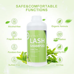 ACTROL Eyelash Extension Cleanser Green Tea ingredients label—natural formula with unscented hydrosol.