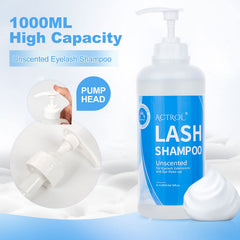 ACTROL eyelash cleanser rich foam ensures thorough cleansing while protecting lash extensions.