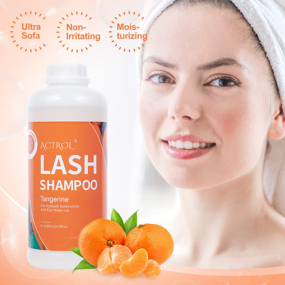 ACTROL eyelash cleanser Tangerines 1L bottle: suitable for home care routines.