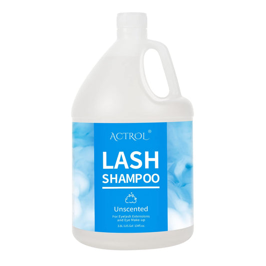 ACTROL eyelash extension cleanser bottle with double cap seals to prevent leaks.