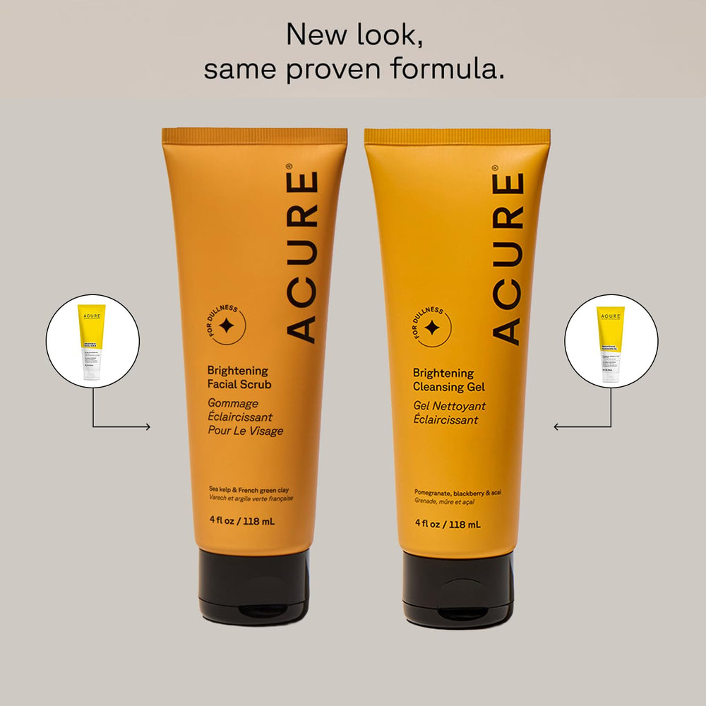 Acure Brightening Cleansing Gel bottle closeup for refreshing daily cleanse