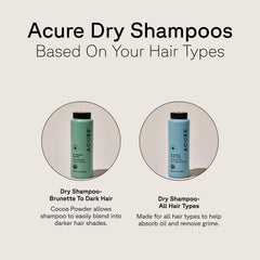 Acure Dry Shampoo with cocoa and rosemary boosts color-friendly refreshment for brunette shades.