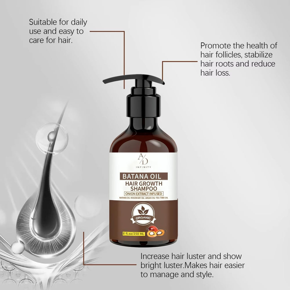 A/D Infinity argan oil shampoo gloss image shows silky, manageable hair.
