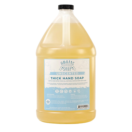 Adams Handmade Soap castile thick bottle pour shows concentrated hand wash
