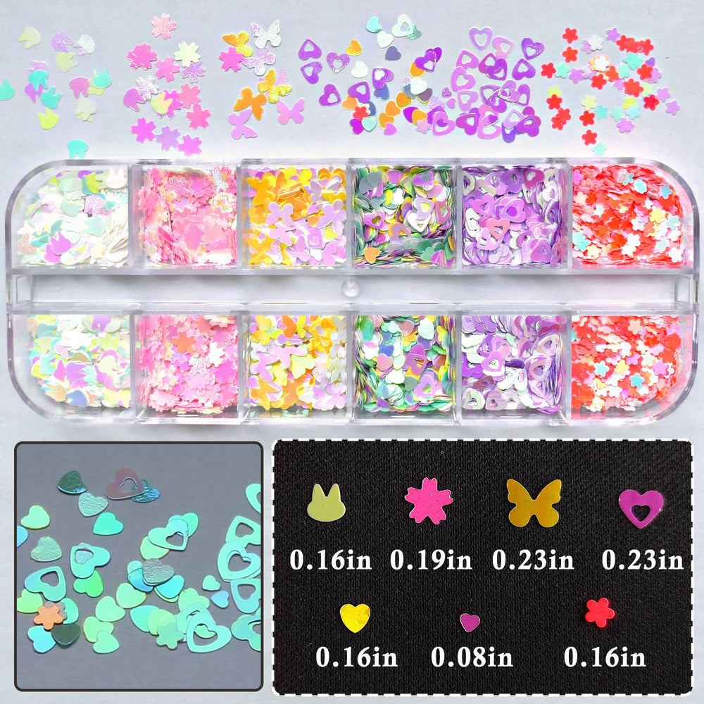 AddFavor flower heart butterfly rabbit glitter adds colorful, whimsical nail art.