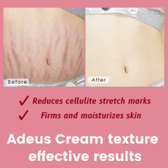 ADEUS fast-absorbing cream swatch demonstrates quick moisture delivery.
