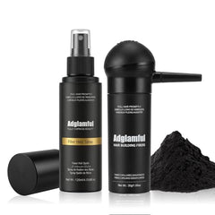 Adglamful hair-building fibers kit tube close-up shows instant volume and natural density