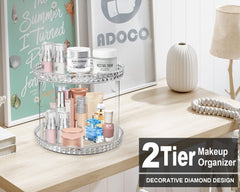 Adoco durable rotating vanity organizer supports heavy bottles without wobble.
