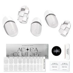 Adora Couture packaging for semi-cured gel nail strips enables at-home manicure.